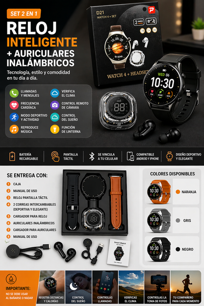 SMARTWATCH + AUDÍFONOS
