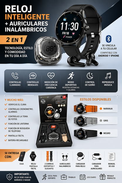 SMARTWATCH + AUDÍFONOS