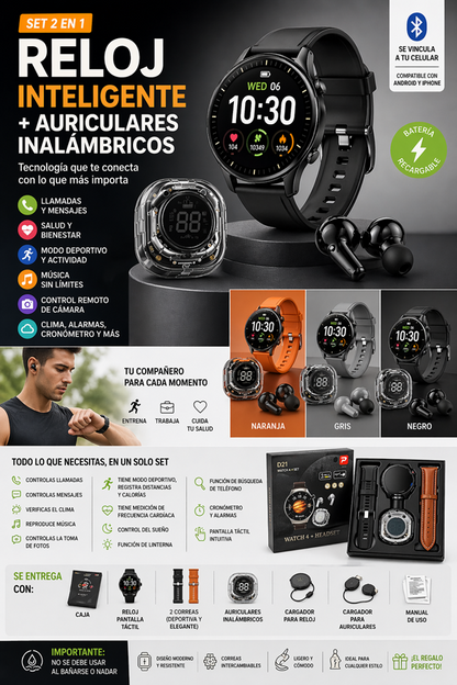SMARTWATCH + AUDÍFONOS